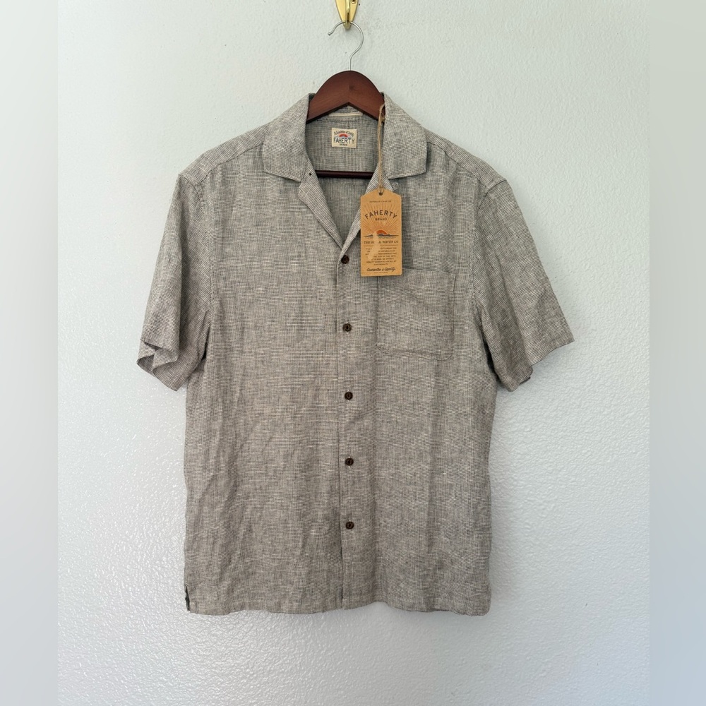 New Faherty Men’s Summer Spring SS Breeze Camp Shirt Size: Small